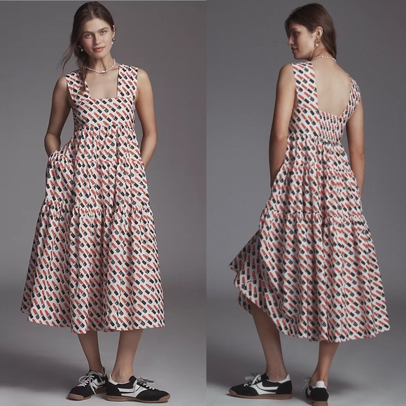 Anthropologie Dresses & Skirts - NWT Anthropologie The Helena Square-Neck Smocked Tiered Midi Dress Sz M